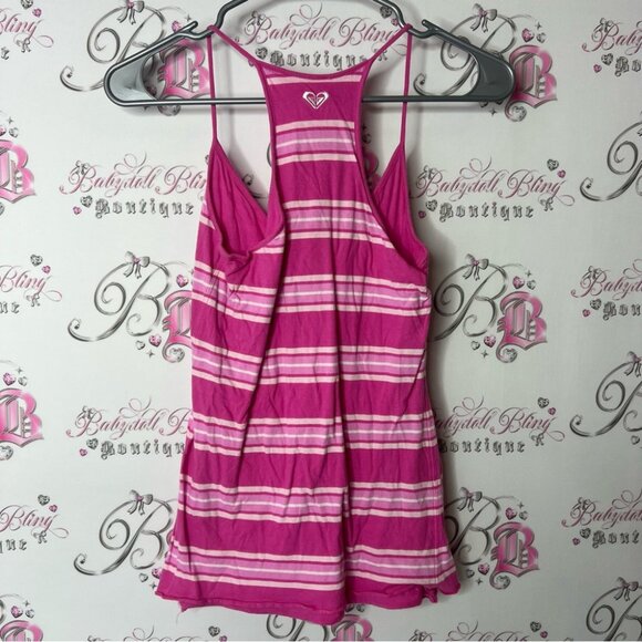 Roxy tank top stripes candy Colors strappy pink and White Striped beach surf - Picture 2 of 8